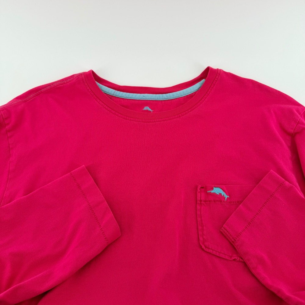 Tommy Bahama Pima Cotton Long Sleeve Pocket Tee Shirt Large Pink Resortwear